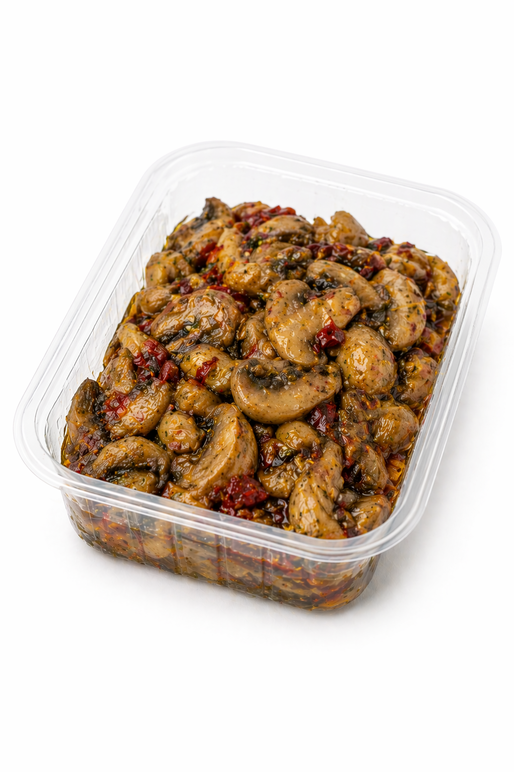 Funghi piccanti cotti in vaschetta