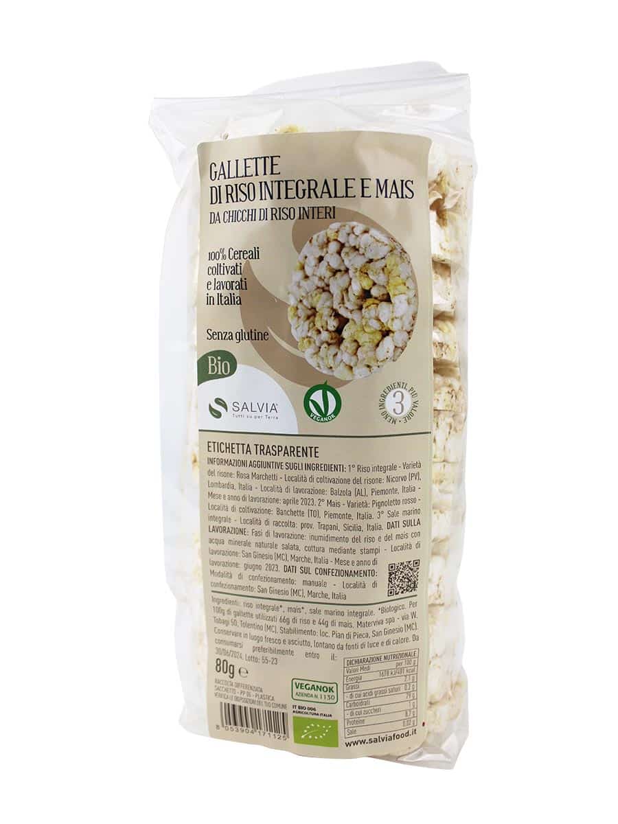 Gallette di riso integrale e mais bio Salvia 80g