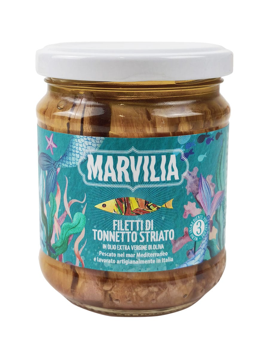 Filetti di tonnetto striato in olio EVO Salvia 200g