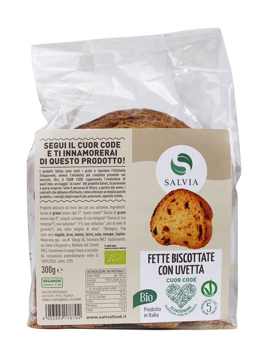 Fette biscottate con uvetta bio - 300g Salvia